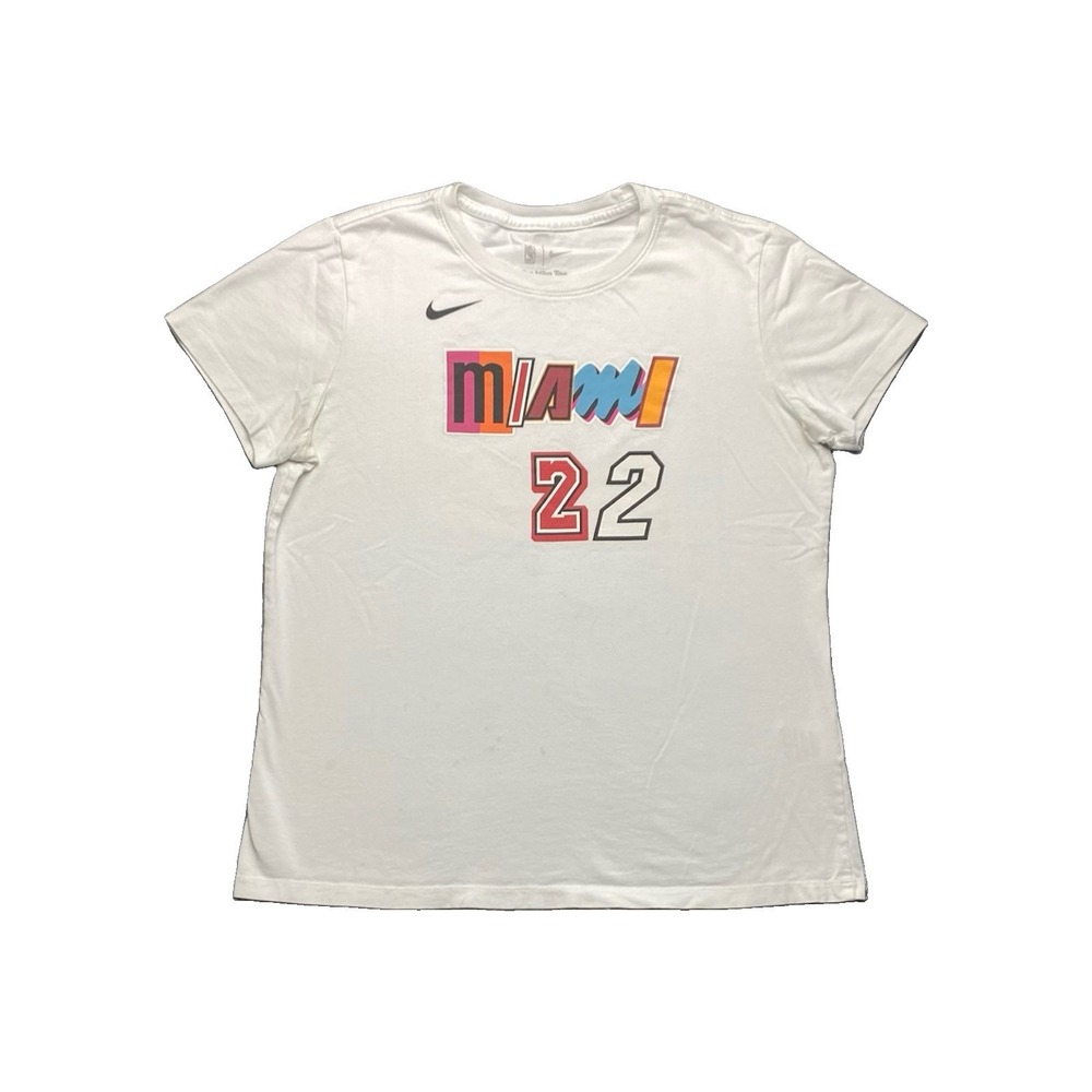 Nike NBA Miami Heat T-shirt Women's Size Large Jimmy Butler #22 White Colorful